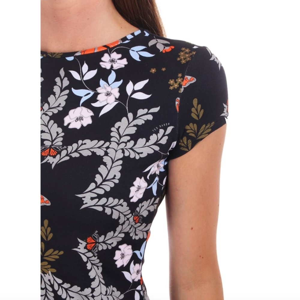 Ted Baker Pepa Navy Blue Short Sleeve Floral Shirt - Picture 8 of 14